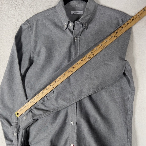 Gustin Japan Charcoal Oxford Button Down Shirt Men's Medium Long Sleeve Preppy - Picture 10 of 12